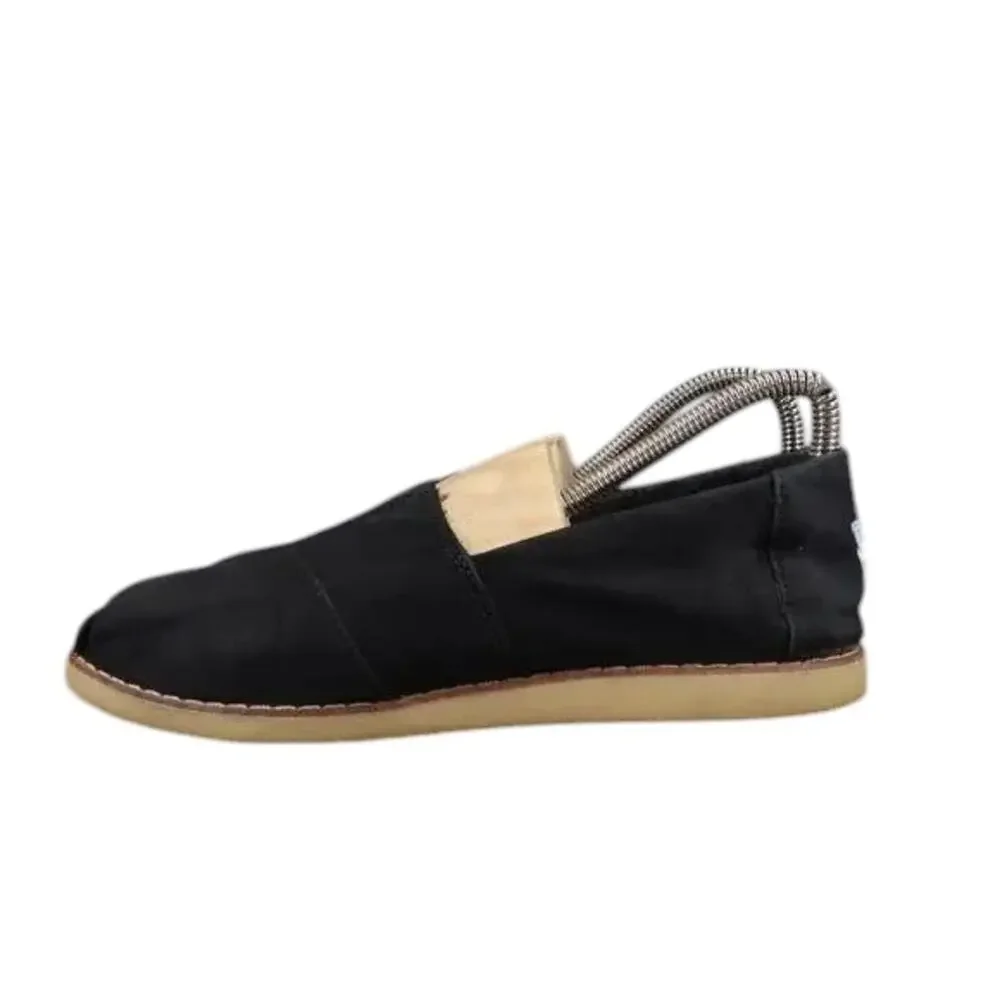 Toms Shoes Womens 7 Casual Flats Slip On Crepe Alpargata Black Comfort Lifestyle